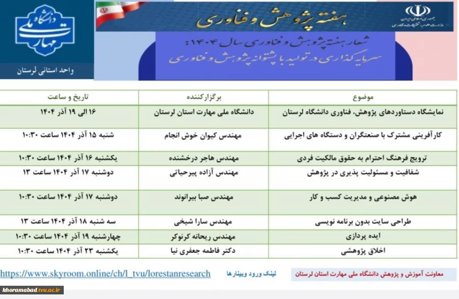 لیست وبینارهای هفته پژوهش 2